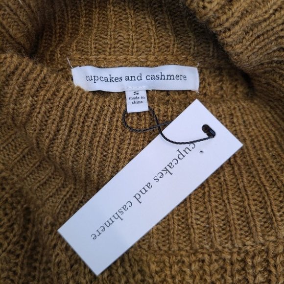 Cupcakes and Cashmere Griffith Vintage Gold Green Chunky Knit Sweater Small - Picture 10 of 15